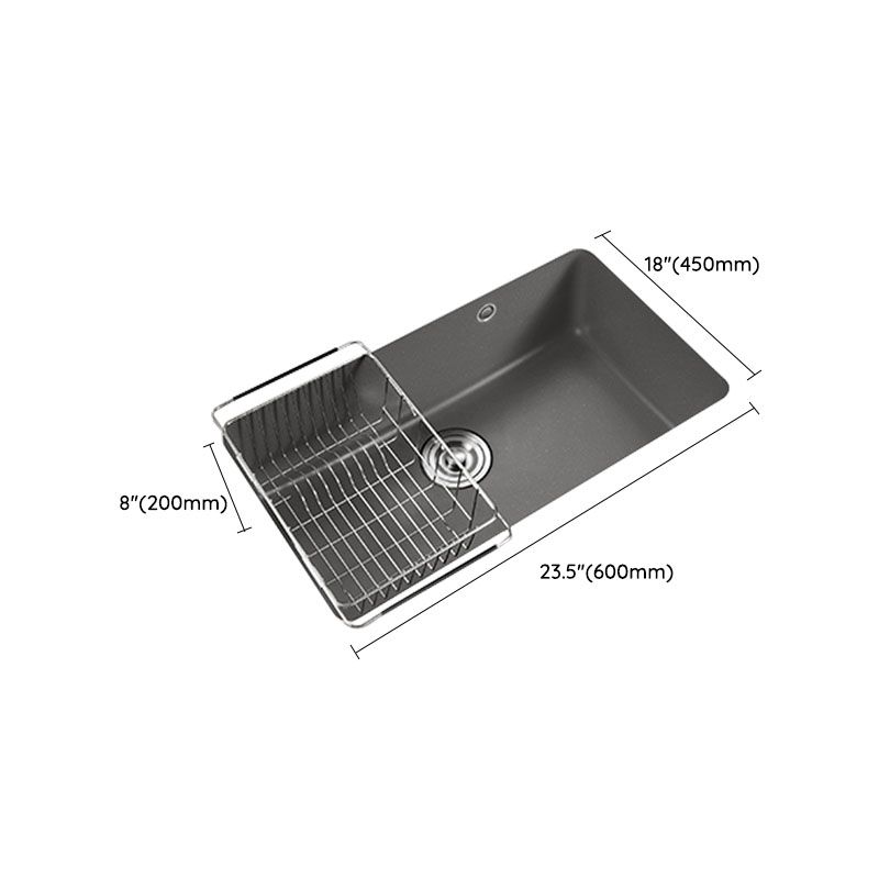 Quartz Kitchen Sink Contemporary Single Bowl Kitchen Sink with Strainer ...