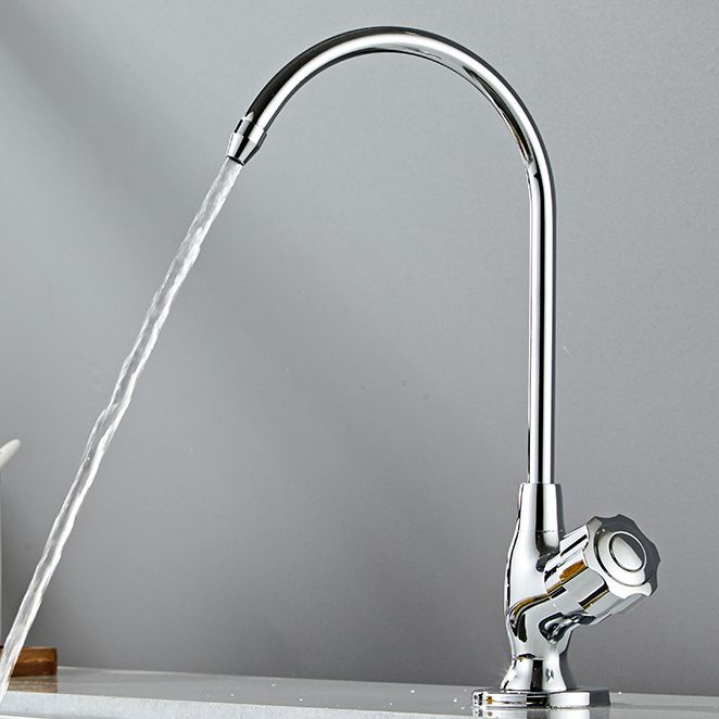 Modern High-Arc Kitchen Faucet Stainless Steel Swivel Spout Standard Kitchen Faucets Clearhalo 'Home Improvement' 'home_improvement' 'home_improvement_kitchen_faucets' 'Kitchen Faucets' 'Kitchen Remodel & Kitchen Fixtures' 'Kitchen Sinks & Faucet Components' 'kitchen_faucets' 1200x1200_d0348dd0-875d-493f-a3d6-4a879c7864a3