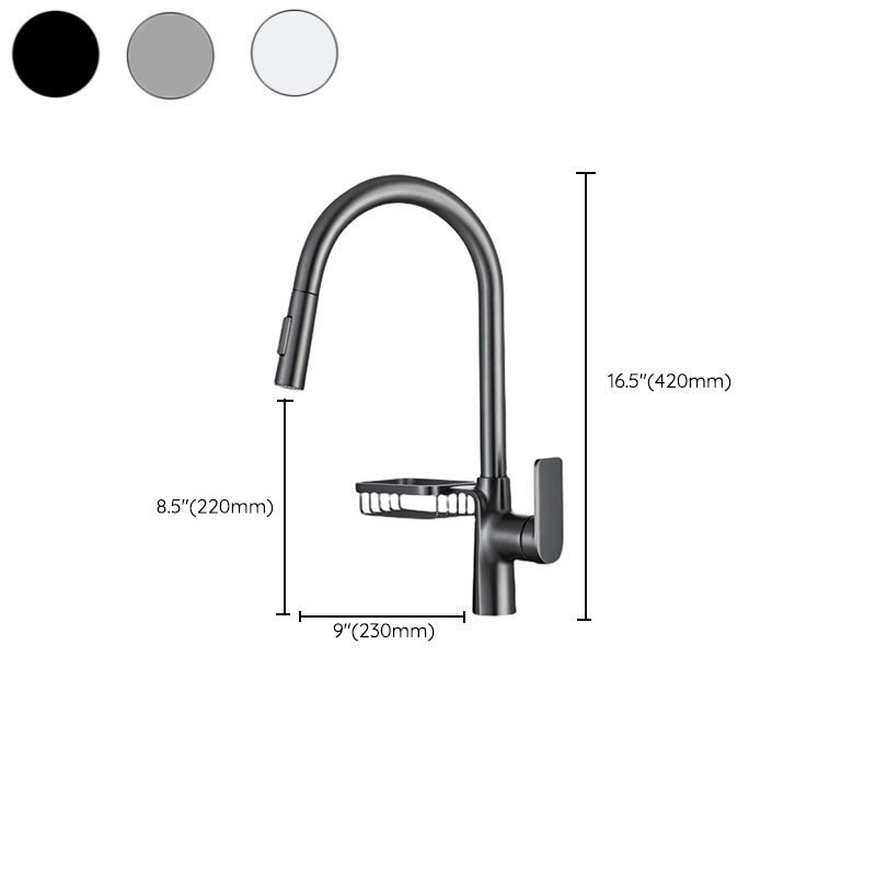 Modern Pull down Standard Kitchen Faucet Single Handle Faucet with Pull out Sprayer Clearhalo 'Home Improvement' 'home_improvement' 'home_improvement_kitchen_faucets' 'Kitchen Faucets' 'Kitchen Remodel & Kitchen Fixtures' 'Kitchen Sinks & Faucet Components' 'kitchen_faucets' 1200x1200_d0439866-6735-4bef-91df-04ae9e80f877