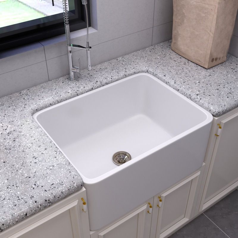 Ceramic Kitchen Sink Single Basin Contemporary Style Kitchen Sink(Not Including Faucet) Clearhalo 'Home Improvement' 'home_improvement' 'home_improvement_kitchen_sinks' 'Kitchen Remodel & Kitchen Fixtures' 'Kitchen Sinks & Faucet Components' 'Kitchen Sinks' 'kitchen_sinks' 1200x1200_d04e3934-9cad-4046-9626-91be480d895a