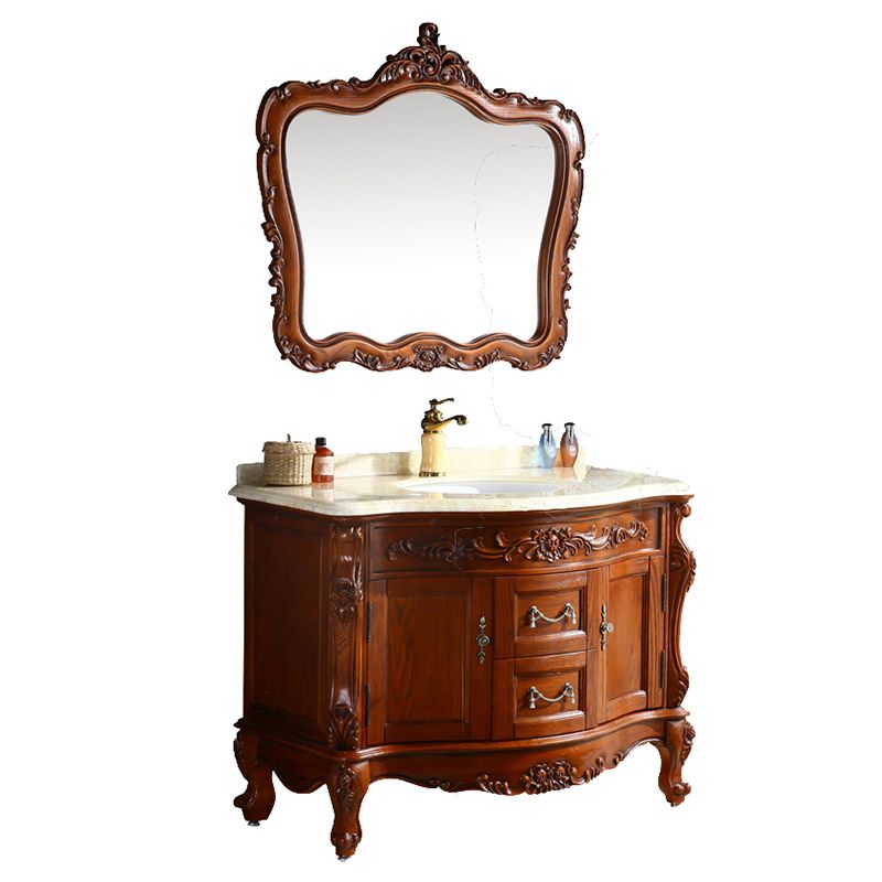 Traditional Bathroom Sink Vanity Wood Cabinet and 2 Drawers Mirror Included Vanity Set Clearhalo 'Bathroom Remodel & Bathroom Fixtures' 'Bathroom Vanities' 'bathroom_vanities' 'Home Improvement' 'home_improvement' 'home_improvement_bathroom_vanities' 1200x1200_d0526601-f3ff-4764-9088-8d3d7ce779f5