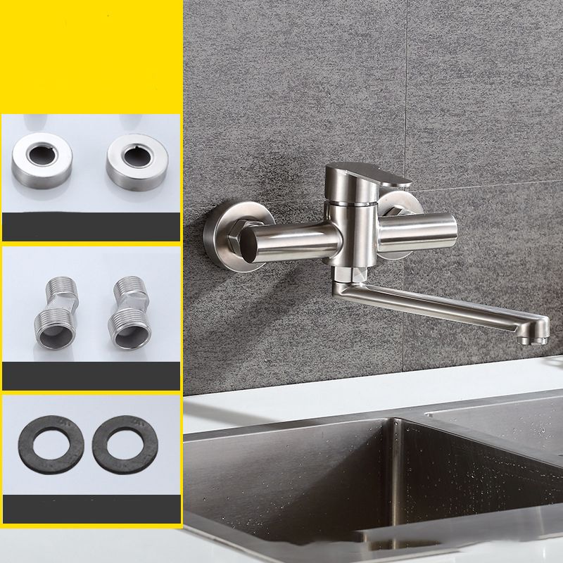 Modern Faucets 1-Handle and 2-Hole Stainless Steel Spring Spout Bar Faucet Clearhalo 'Home Improvement' 'home_improvement' 'home_improvement_kitchen_faucets' 'Kitchen Faucets' 'Kitchen Remodel & Kitchen Fixtures' 'Kitchen Sinks & Faucet Components' 'kitchen_faucets' 1200x1200_d052b068-83ca-4a6e-9a9e-8210741a2264