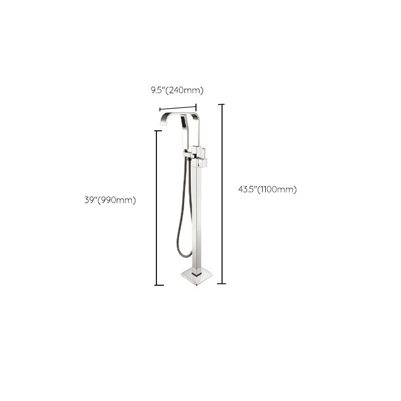 Brass Freestanding Tub Filler with Hose Floor Mounted Bathroom Faucet Clearhalo 'Bathroom Remodel & Bathroom Fixtures' 'Bathtub Faucets' 'bathtub_faucets' 'Home Improvement' 'home_improvement' 'home_improvement_bathtub_faucets' 1200x1200_d052c243-11d2-4bef-b997-061c313bd00a