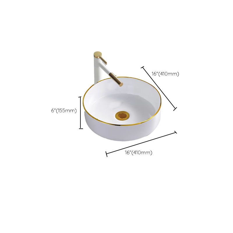 Round Bathroom Sink Ceramic Washroom Sink with Rod Handle Faucet Clearhalo 'Bathroom Remodel & Bathroom Fixtures' 'Bathroom Sinks & Faucet Components' 'Bathroom Sinks' 'bathroom_sink' 'Home Improvement' 'home_improvement' 'home_improvement_bathroom_sink' 1200x1200_d05412fb-a482-4c95-b9da-2e65bf319005