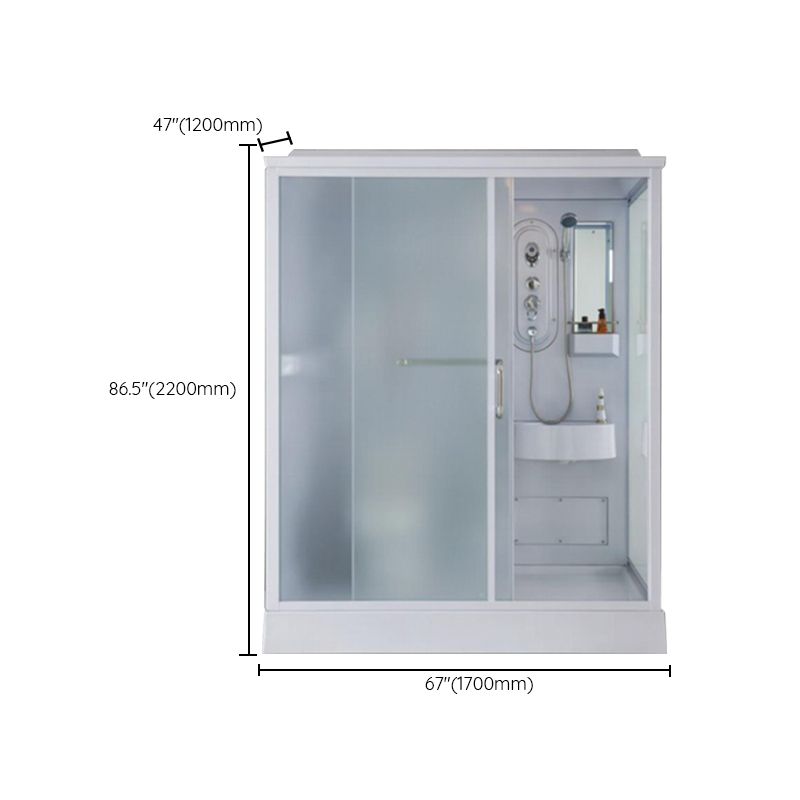 Contemporary Shower Enclosure Frosted Rectangle Shower Enclosure in White Clearhalo 'Bathroom Remodel & Bathroom Fixtures' 'Home Improvement' 'home_improvement' 'home_improvement_shower_stalls_enclosures' 'Shower Stalls & Enclosures' 'shower_stalls_enclosures' 'Showers & Bathtubs' 1200x1200_d076e624-37b1-4b48-b993-3db3b299f1e7