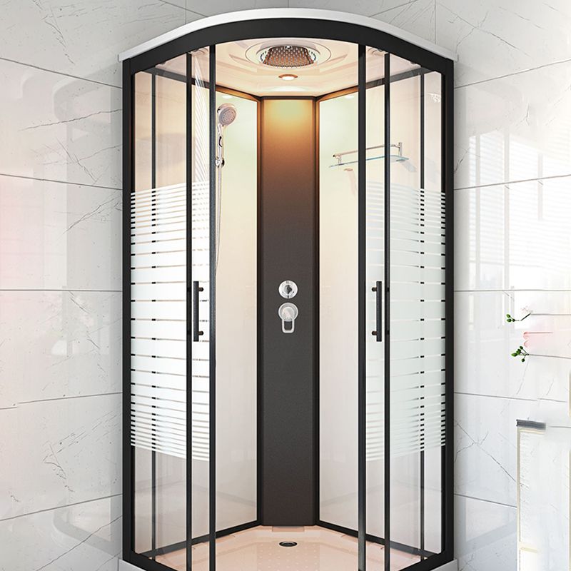 Rounded Double Sliding Shower Stall Striped Tempered Glass Shower Stall Clearhalo 'Bathroom Remodel & Bathroom Fixtures' 'Home Improvement' 'home_improvement' 'home_improvement_shower_stalls_enclosures' 'Shower Stalls & Enclosures' 'shower_stalls_enclosures' 'Showers & Bathtubs' 1200x1200_d0a0526f-27fa-443e-b5cd-f863ecef137d
