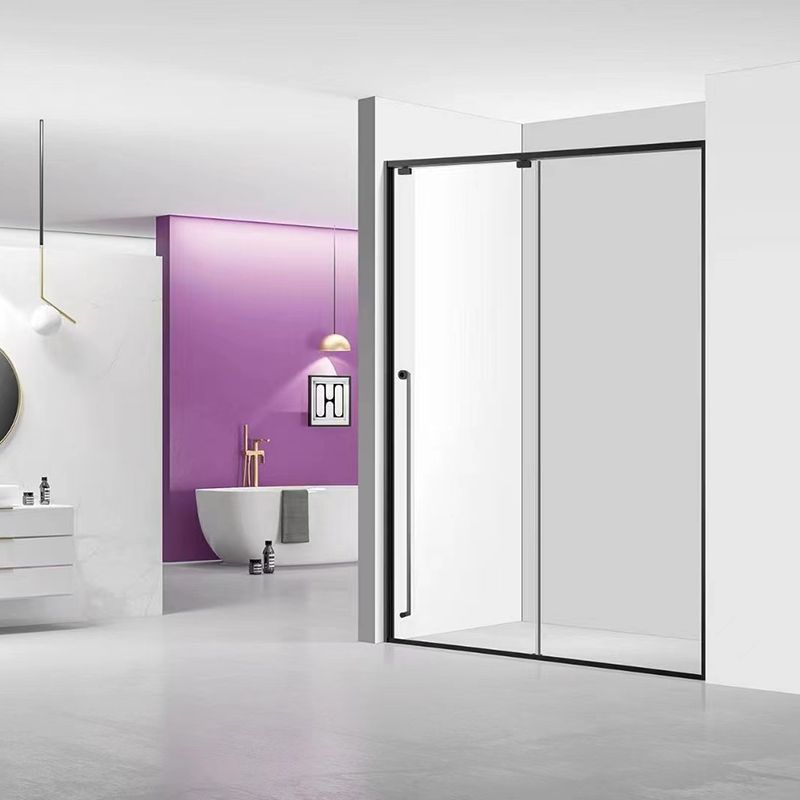 Single Sliding Gray Semi Frameless Shower Door Clear Shower Bath Door Clearhalo 'Bathroom Remodel & Bathroom Fixtures' 'Home Improvement' 'home_improvement' 'home_improvement_shower_tub_doors' 'Shower and Tub Doors' 'shower_tub_doors' 'Showers & Bathtubs' 1200x1200_d0ab01a3-3526-44c5-ac6b-a0ae03a1206e