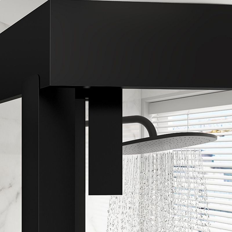 Satin Black Frame Shower Bath Door Transparent Tempered Shower Door Clearhalo 'Bathroom Remodel & Bathroom Fixtures' 'Home Improvement' 'home_improvement' 'home_improvement_shower_tub_doors' 'Shower and Tub Doors' 'shower_tub_doors' 'Showers & Bathtubs' 1200x1200_d0b70d52-6dfe-4ecb-8613-e8134c51d71b