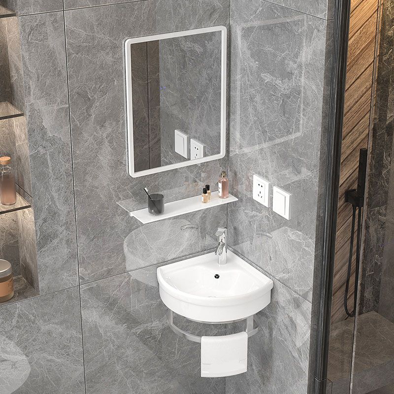 Bathroom Sink White Ceramic Wall-mounted Mirror Faucet Anti-spill Sink Clearhalo 'Bathroom Remodel & Bathroom Fixtures' 'Bathroom Sinks & Faucet Components' 'Bathroom Sinks' 'bathroom_sink' 'Home Improvement' 'home_improvement' 'home_improvement_bathroom_sink' 1200x1200_d0bcef0d-df9b-46f2-9024-cbcc9d8daf22