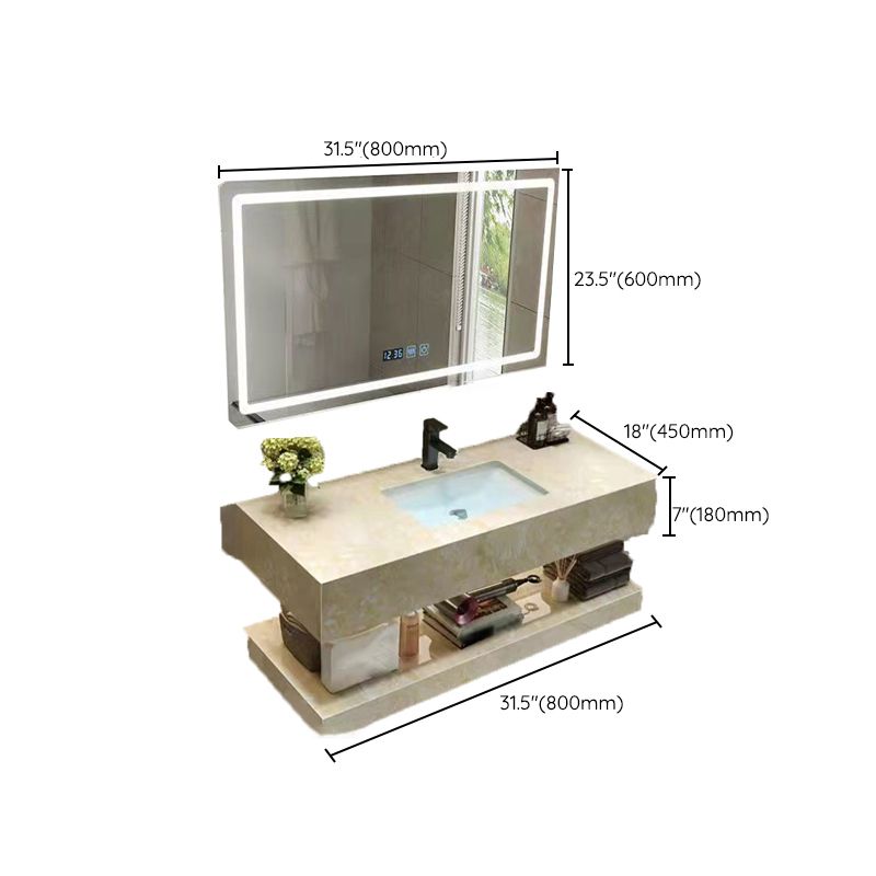 Yellow Stone Bath Vanity Shelving Included Single Sink Wall Mount Vanity Set with Mirror Clearhalo 'Bathroom Remodel & Bathroom Fixtures' 'Bathroom Vanities' 'bathroom_vanities' 'Home Improvement' 'home_improvement' 'home_improvement_bathroom_vanities' 1200x1200_d0c1de78-b2a7-4f06-a5a7-88036c8338e1