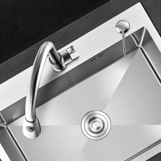 Contemporary Stainless Steel Kitchen Sink Single Bowl Rectangle Sink with Soap Dispenser Clearhalo 'Home Improvement' 'home_improvement' 'home_improvement_kitchen_sinks' 'Kitchen Remodel & Kitchen Fixtures' 'Kitchen Sinks & Faucet Components' 'Kitchen Sinks' 'kitchen_sinks' 1200x1200_d0cecf0f-9183-457c-b9d5-258fca190b0e