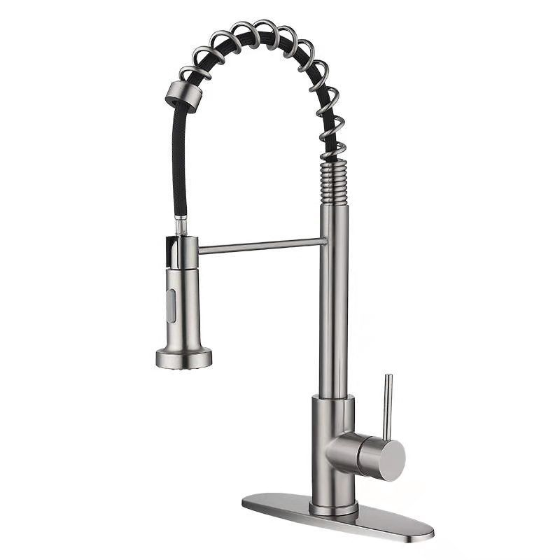 Modern Farmhouse Faucet One Handle High Arch Kitchen Faucet with Pull out Sprayer Clearhalo 'Home Improvement' 'home_improvement' 'home_improvement_kitchen_faucets' 'Kitchen Faucets' 'Kitchen Remodel & Kitchen Fixtures' 'Kitchen Sinks & Faucet Components' 'kitchen_faucets' 1200x1200_d0d1218f-e196-47e5-b7d6-19428da0152c