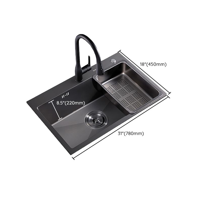 Kitchen Sink Ceramic Rectangular Faucet Pull-out Black Kitchen Sink Clearhalo 'Home Improvement' 'home_improvement' 'home_improvement_kitchen_sinks' 'Kitchen Remodel & Kitchen Fixtures' 'Kitchen Sinks & Faucet Components' 'Kitchen Sinks' 'kitchen_sinks' 1200x1200_d0d2a00a-fc17-43a8-907e-eb95f2706925