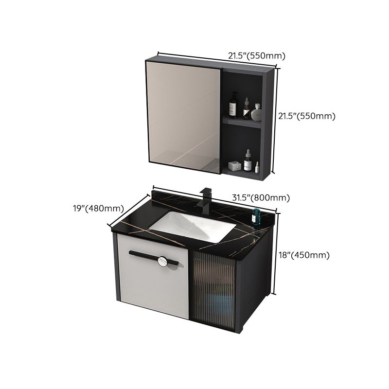 Metal Base Modern Bathroom Vanity Single Rectangular Wall Mount Vanity Set Clearhalo 'Bathroom Remodel & Bathroom Fixtures' 'Bathroom Vanities' 'bathroom_vanities' 'Home Improvement' 'home_improvement' 'home_improvement_bathroom_vanities' 1200x1200_d0ee1f95-f4a7-4a88-928e-39a041624466