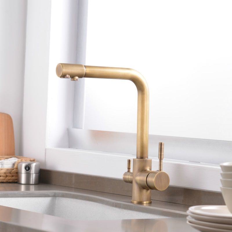 Traditional Kitchen Faucet Brass Low Profile Standard Kitchen Faucets Single Handle Clearhalo 'Home Improvement' 'home_improvement' 'home_improvement_kitchen_faucets' 'Kitchen Faucets' 'Kitchen Remodel & Kitchen Fixtures' 'Kitchen Sinks & Faucet Components' 'kitchen_faucets' 1200x1200_d0f32884-446c-4c6f-89a4-3d1355ff3ed6