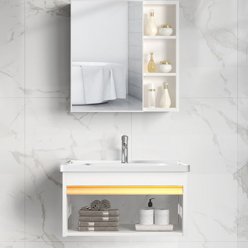 Sink Vanity Set White Drawers Wall-mounted Rectangular Sink with Faucet Clearhalo 'Bathroom Remodel & Bathroom Fixtures' 'Bathroom Vanities' 'bathroom_vanities' 'Home Improvement' 'home_improvement' 'home_improvement_bathroom_vanities' 1200x1200_d110b5e0-5f8c-45db-b0cc-3e5dba382041