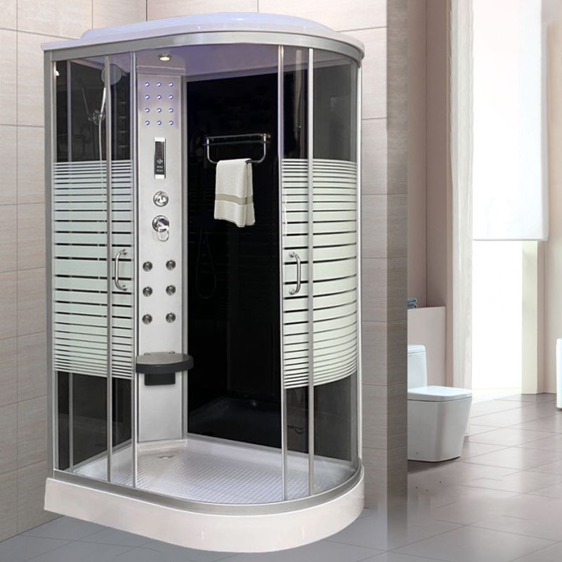 Striped Shower Stall Tempered Glass Shower Stall with Towel Bar and Rain Shower Clearhalo 'Bathroom Remodel & Bathroom Fixtures' 'Home Improvement' 'home_improvement' 'home_improvement_shower_stalls_enclosures' 'Shower Stalls & Enclosures' 'shower_stalls_enclosures' 'Showers & Bathtubs' 1200x1200_d13a0127-237a-4928-873b-fc95de1e83ae