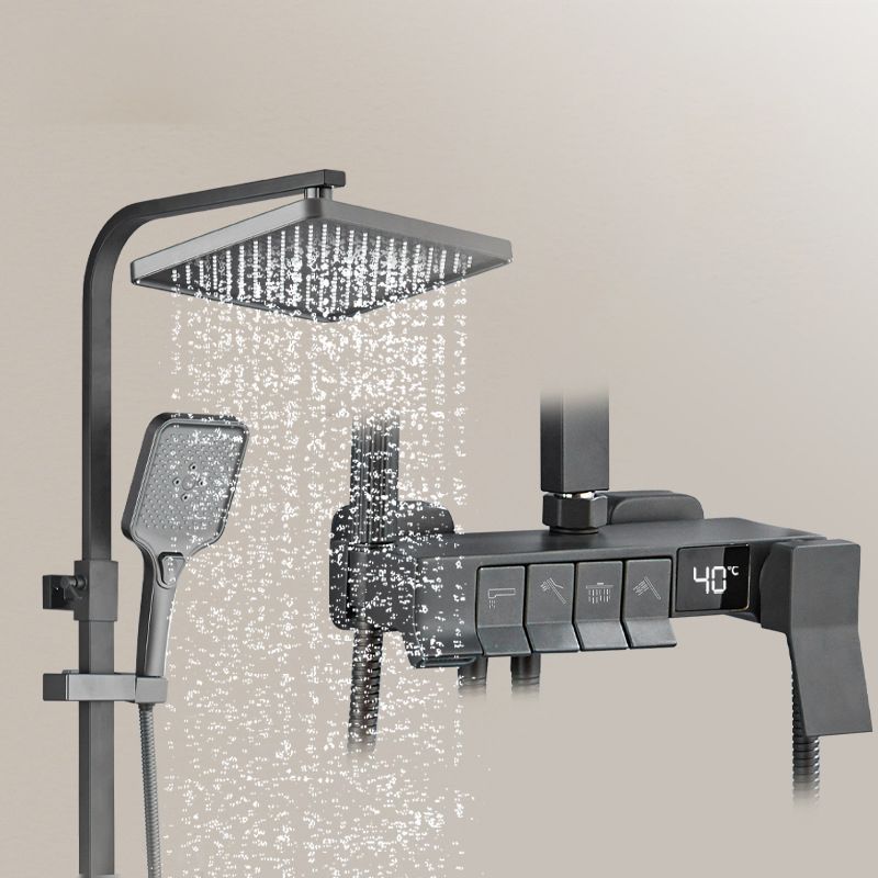 Square Shower Head Combo Wall Mount Digital Display with Rain Shower Head and Hand Shower Clearhalo 'Bathroom Remodel & Bathroom Fixtures' 'Home Improvement' 'home_improvement' 'home_improvement_shower_faucets' 'Shower Faucets & Systems' 'shower_faucets' 'Showers & Bathtubs Plumbing' 'Showers & Bathtubs' 1200x1200_d13bb18e-7859-448b-b0db-bc1124e4c01d
