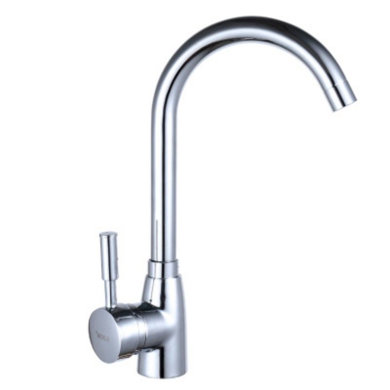 Contemporary Single Handle Kitchen Faucet One Lever Water Faucet in Chrome Clearhalo 'Home Improvement' 'home_improvement' 'home_improvement_kitchen_faucets' 'Kitchen Faucets' 'Kitchen Remodel & Kitchen Fixtures' 'Kitchen Sinks & Faucet Components' 'kitchen_faucets' 1200x1200_d13de4d4-2ea9-4e91-9df1-08f5bb970c57