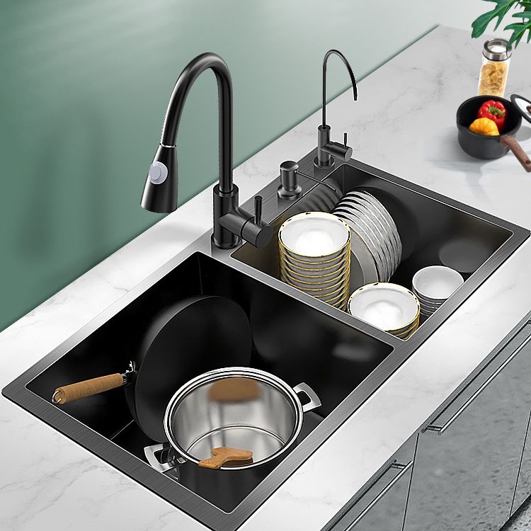 Contemporary Style Kitchen Sink Drop-In Stainless Steel Double Kitchen Sink Clearhalo 'Home Improvement' 'home_improvement' 'home_improvement_kitchen_sinks' 'Kitchen Remodel & Kitchen Fixtures' 'Kitchen Sinks & Faucet Components' 'Kitchen Sinks' 'kitchen_sinks' 1200x1200_d13e2153-1c10-4dec-85cb-c0c838bb3ad1