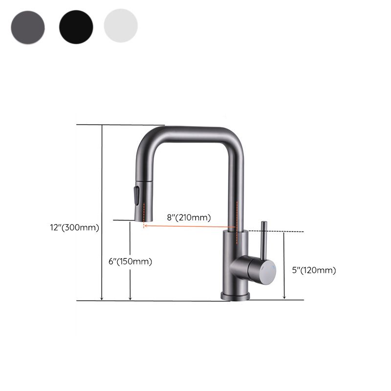 Kitchen Faucet Lever Handle Pull-out Single Hole Brass Faucet Clearhalo 'Home Improvement' 'home_improvement' 'home_improvement_kitchen_faucets' 'Kitchen Faucets' 'Kitchen Remodel & Kitchen Fixtures' 'Kitchen Sinks & Faucet Components' 'kitchen_faucets' 1200x1200_d15352a8-e6d8-4923-bee0-1fe7fa7a2b43