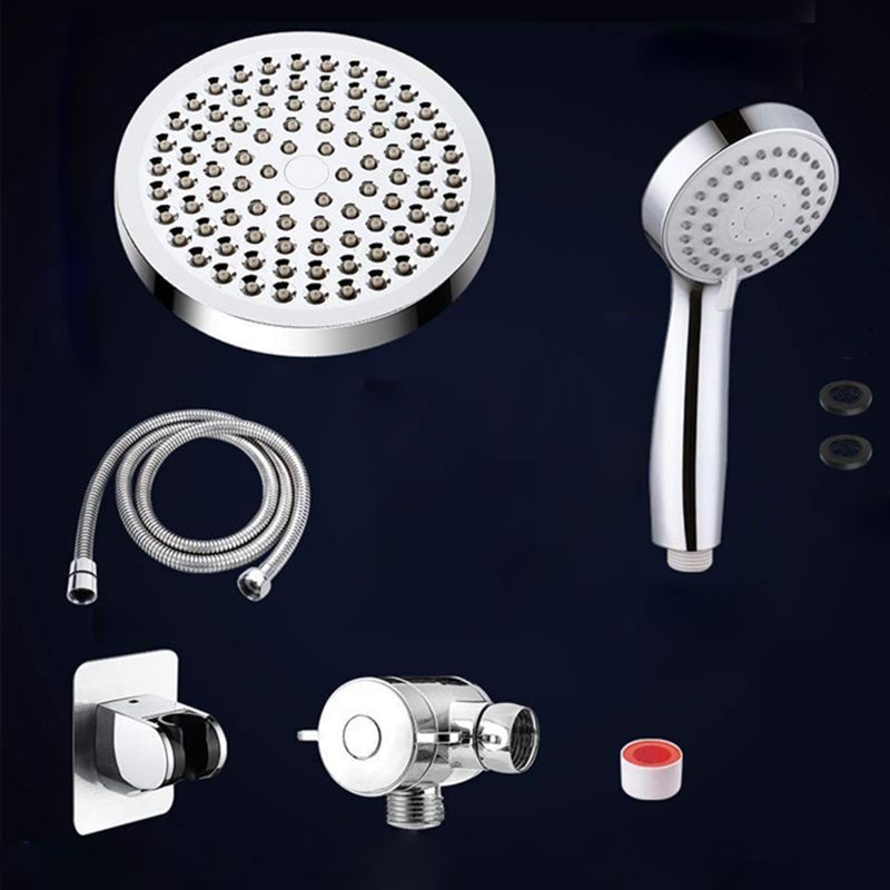 Contemporary Shower Combo Dual Shower Head Chrome Wall-Mount Round Shower Head Clearhalo 'Bathroom Remodel & Bathroom Fixtures' 'Home Improvement' 'home_improvement' 'home_improvement_shower_heads' 'Shower Heads' 'shower_heads' 'Showers & Bathtubs Plumbing' 'Showers & Bathtubs' 1200x1200_d1638cfb-84c1-4f5b-bdce-a003795fe6cf