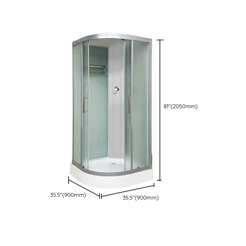 Double Sliding Rounded Shower Stall Frosted Tempered Glass Shower Kit Clearhalo 'Bathroom Remodel & Bathroom Fixtures' 'Home Improvement' 'home_improvement' 'home_improvement_shower_stalls_enclosures' 'Shower Stalls & Enclosures' 'shower_stalls_enclosures' 'Showers & Bathtubs' 1200x1200_d1673217-f461-4cc7-a096-09c0f542ed3c