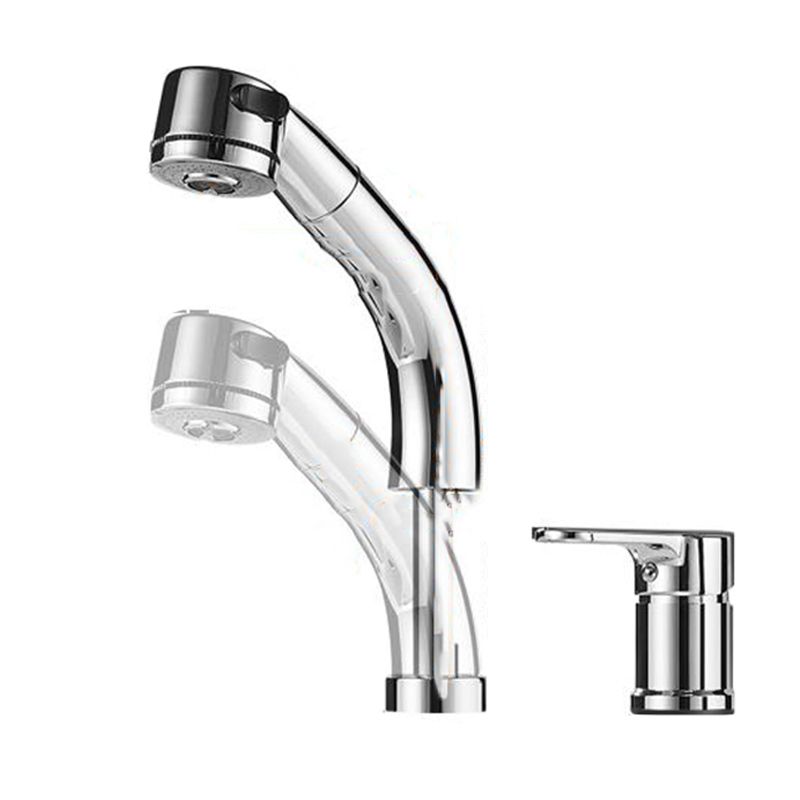Modern Chrome Sink Faucet Brass Bathroom Low Arc Lifting Faucet Clearhalo 'Bathroom Remodel & Bathroom Fixtures' 'Bathroom Sink Faucets' 'Bathroom Sinks & Faucet Components' 'bathroom_sink_faucets' 'Home Improvement' 'home_improvement' 'home_improvement_bathroom_sink_faucets' 1200x1200_d175f4d4-9541-4320-83ac-72eba7e7d1d7
