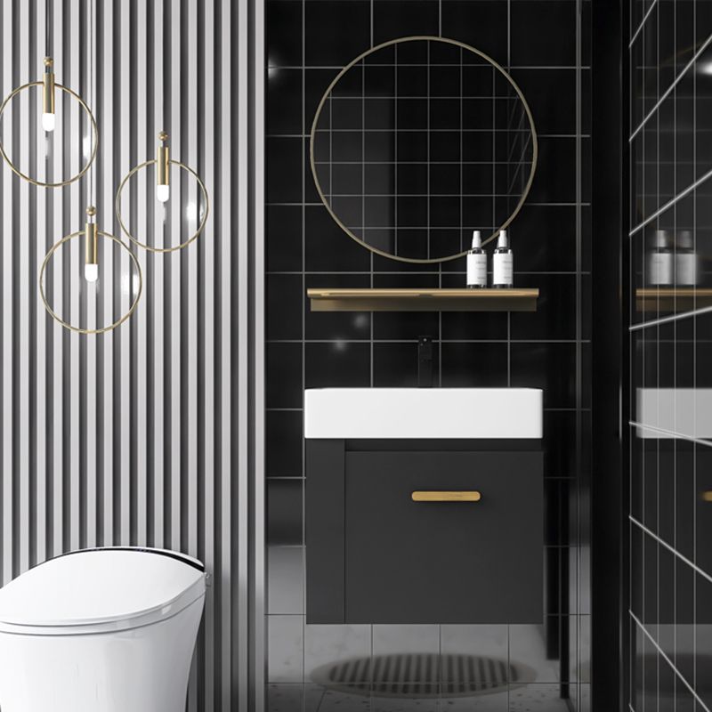 Single Sink Black Vanity Modern Wall Mount Ceramic Sink Vanity Clearhalo 'Bathroom Remodel & Bathroom Fixtures' 'Bathroom Vanities' 'bathroom_vanities' 'Home Improvement' 'home_improvement' 'home_improvement_bathroom_vanities' 1200x1200_d1978590-857c-4885-9b7d-59841abe6632