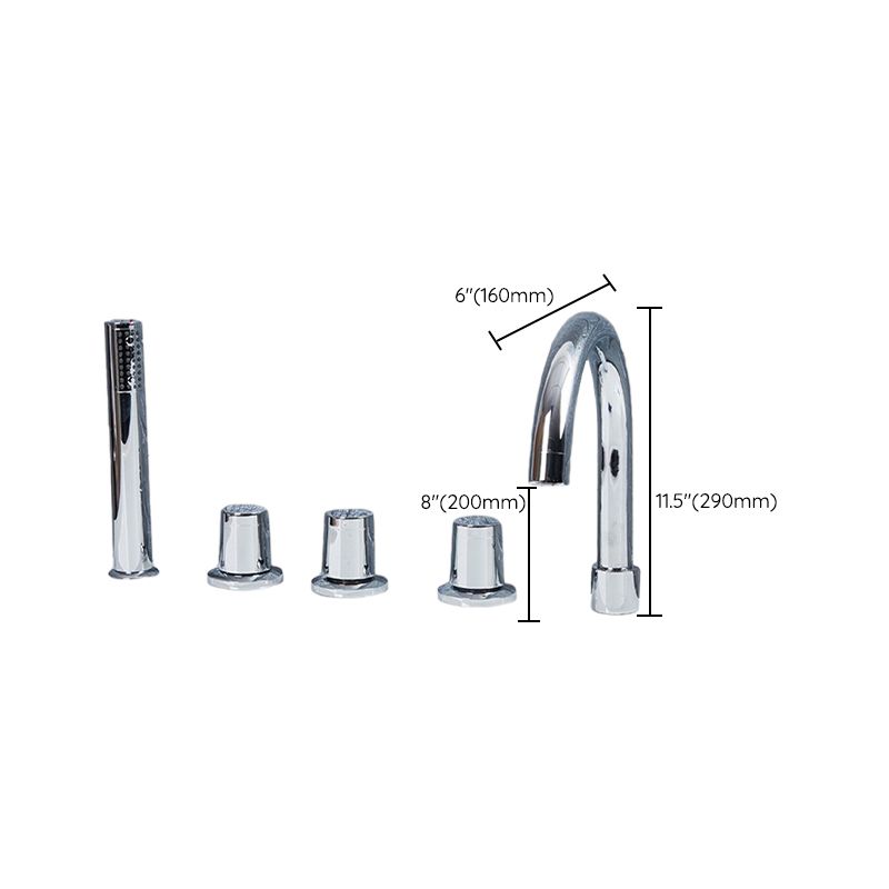 Contemporary Style Bathroom Faucet Metal Deck Mounted Bathroom Faucet Clearhalo 'Bathroom Remodel & Bathroom Fixtures' 'Bathtub Faucets' 'bathtub_faucets' 'Home Improvement' 'home_improvement' 'home_improvement_bathtub_faucets' 1200x1200_d1a60ea3-ba1e-4eb9-8fb5-c0c5df0ca6cb