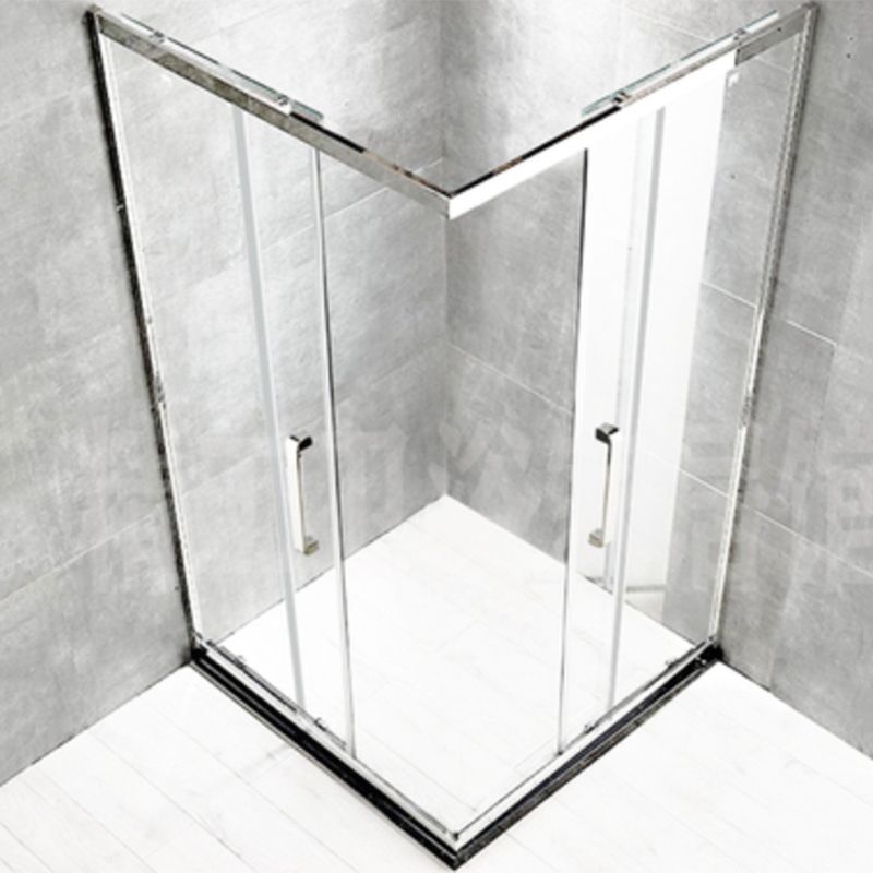 Double Sliding Shower Kit Semi-Frameless Corner Tempered Glass Shower Kit Clearhalo 'Bathroom Remodel & Bathroom Fixtures' 'Home Improvement' 'home_improvement' 'home_improvement_shower_stalls_enclosures' 'Shower Stalls & Enclosures' 'shower_stalls_enclosures' 'Showers & Bathtubs' 1200x1200_d1bb1bf5-8a53-40ff-9cb1-d867cdb0f381