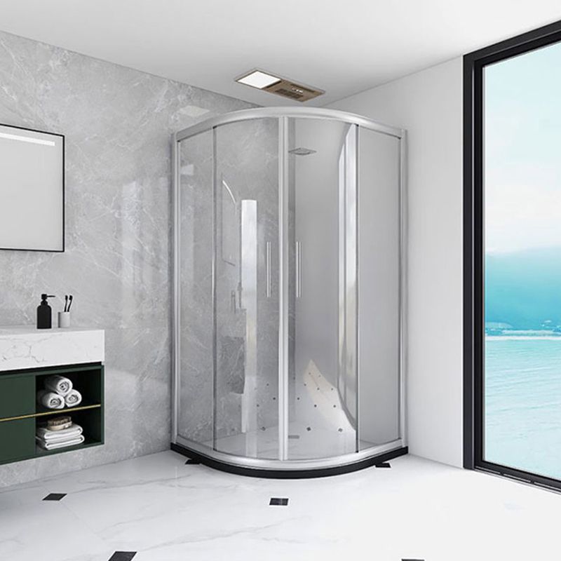 Stainless Steel Frame Shower Enclosure with Double Door Handles Clearhalo 'Bathroom Remodel & Bathroom Fixtures' 'Home Improvement' 'home_improvement' 'home_improvement_shower_stalls_enclosures' 'Shower Stalls & Enclosures' 'shower_stalls_enclosures' 'Showers & Bathtubs' 1200x1200_d1bf5ed7-ecb5-4752-960a-28d7f8f98e5d