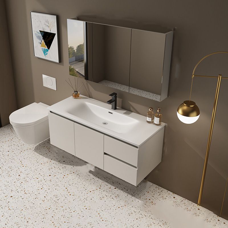 Wall Mount Bathroom Vanity Set White Wood Frame Rectangular Single Sink Scratch Resistant Clearhalo 'Bathroom Remodel & Bathroom Fixtures' 'Bathroom Vanities' 'bathroom_vanities' 'Home Improvement' 'home_improvement' 'home_improvement_bathroom_vanities' 1200x1200_d1c6d4a5-51d7-4506-a3a7-48fdedb0826f