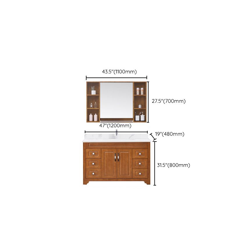 Wood Traditional Sink Vanity Freestanding Bathroom Vanity with Mirror Clearhalo 'Bathroom Remodel & Bathroom Fixtures' 'Bathroom Vanities' 'bathroom_vanities' 'Home Improvement' 'home_improvement' 'home_improvement_bathroom_vanities' 1200x1200_d1d5fa73-90ac-4cf7-b75c-2a55a233620a