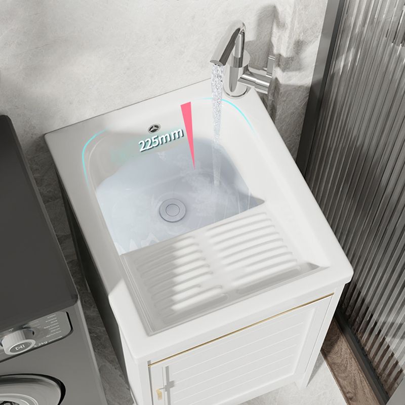 Glam Freestanding Vanity Single Sink Metal Frame Rectangular Faucet Vanity with Door Clearhalo 'Bathroom Remodel & Bathroom Fixtures' 'Bathroom Vanities' 'bathroom_vanities' 'Home Improvement' 'home_improvement' 'home_improvement_bathroom_vanities' 1200x1200_d1e5aa5a-595d-42f4-a163-50ff903d0de2