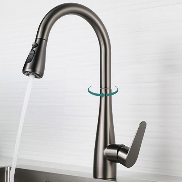 Modern Style Retractable Kitchen Faucet Stainless Steel Single Handle Kitchen Faucet Clearhalo 'Home Improvement' 'home_improvement' 'home_improvement_kitchen_faucets' 'Kitchen Faucets' 'Kitchen Remodel & Kitchen Fixtures' 'Kitchen Sinks & Faucet Components' 'kitchen_faucets' 1200x1200_d1ec12a2-4eeb-4bf8-a303-f2b12be7a202