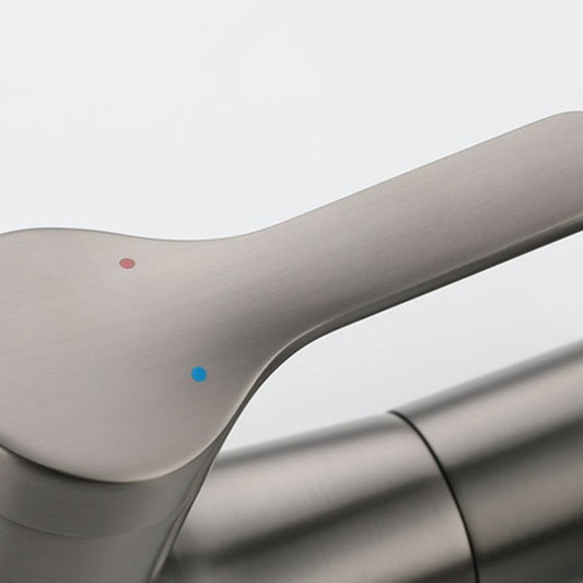 Modern Bathroom Faucet Solid Color Metal Centerset Lavatory Faucet Clearhalo 'Bathroom Remodel & Bathroom Fixtures' 'Bathroom Sink Faucets' 'Bathroom Sinks & Faucet Components' 'bathroom_sink_faucets' 'Home Improvement' 'home_improvement' 'home_improvement_bathroom_sink_faucets' 1200x1200_d1ff3f9b-0045-457e-af7a-56fc12c87143