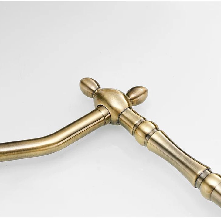 Traditional Bridge Kitchen Faucet 2-Handle Bridge Kitchen Faucet in Gold Clearhalo 'Home Improvement' 'home_improvement' 'home_improvement_kitchen_faucets' 'Kitchen Faucets' 'Kitchen Remodel & Kitchen Fixtures' 'Kitchen Sinks & Faucet Components' 'kitchen_faucets' 1200x1200_d20263bd-8c55-4690-8f31-996991c61f97