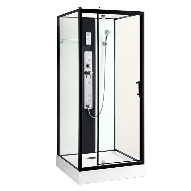 Modern Shower Stall Black Framed Shower Head Drainer Shower Stall Clearhalo 'Bathroom Remodel & Bathroom Fixtures' 'Home Improvement' 'home_improvement' 'home_improvement_shower_stalls_enclosures' 'Shower Stalls & Enclosures' 'shower_stalls_enclosures' 'Showers & Bathtubs' 1200x1200_d224268e-6b8c-4d08-849a-afc68745b9b9