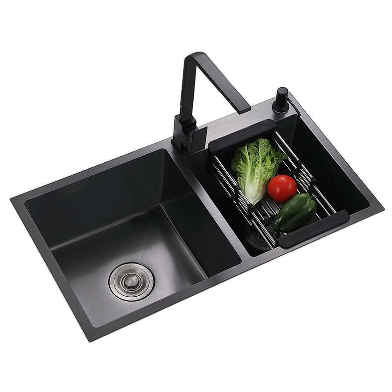 Contemporary Style Double Sink Stainless Steel 2 Holes Sink for Kitchen Clearhalo 'Home Improvement' 'home_improvement' 'home_improvement_kitchen_sinks' 'Kitchen Remodel & Kitchen Fixtures' 'Kitchen Sinks & Faucet Components' 'Kitchen Sinks' 'kitchen_sinks' 1200x1200_d2305584-877c-4dd7-a4c4-b3308afc6551