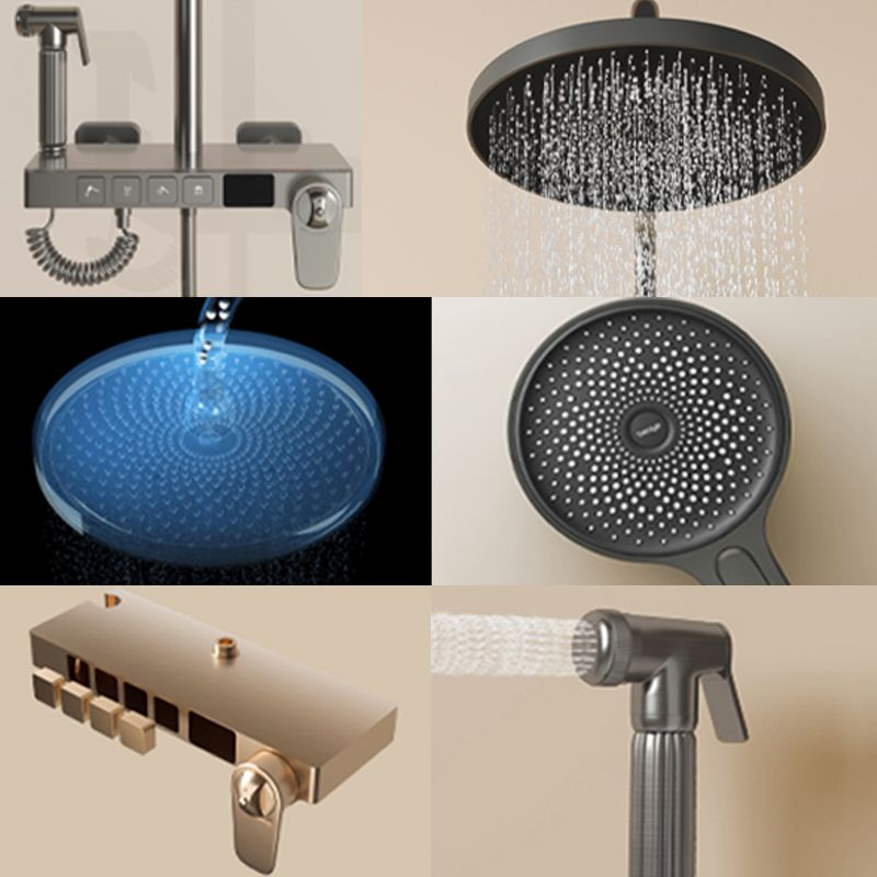 Brass Circular Shower Combo Wall Mounted Shower Set with 2 Shower Heads Clearhalo 'Bathroom Remodel & Bathroom Fixtures' 'Home Improvement' 'home_improvement' 'home_improvement_shower_faucets' 'Shower Faucets & Systems' 'shower_faucets' 'Showers & Bathtubs Plumbing' 'Showers & Bathtubs' 1200x1200_d23d1c68-57a8-4c6c-8c6c-e6c4e1f129a8