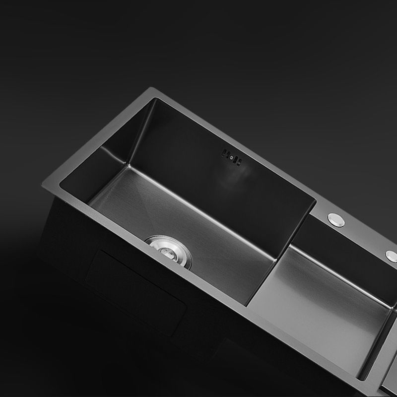 Black Stainless Steel Kitchen Sink 2 Holes Sink with Basket Strainer Clearhalo 'Home Improvement' 'home_improvement' 'home_improvement_kitchen_sinks' 'Kitchen Remodel & Kitchen Fixtures' 'Kitchen Sinks & Faucet Components' 'Kitchen Sinks' 'kitchen_sinks' 1200x1200_d24ab3b1-43cf-41ad-a6f1-a294a29ae1a9