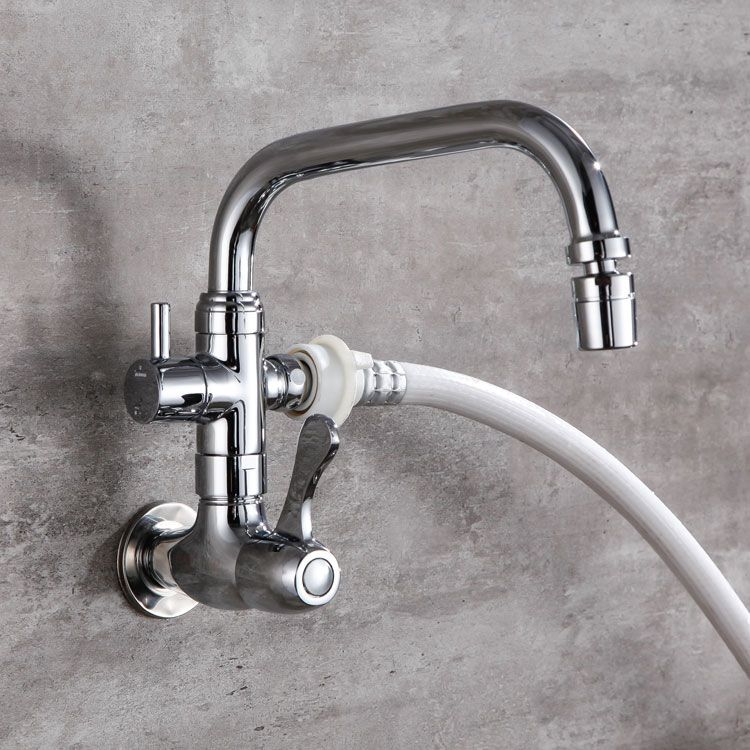 Modern Pull Down Single Handle Kitchen Faucet Wall-mounted Faucet in Chrome Clearhalo 'Home Improvement' 'home_improvement' 'home_improvement_kitchen_faucets' 'Kitchen Faucets' 'Kitchen Remodel & Kitchen Fixtures' 'Kitchen Sinks & Faucet Components' 'kitchen_faucets' 1200x1200_d2523ae7-5452-4f7d-86da-ff027c5694b8