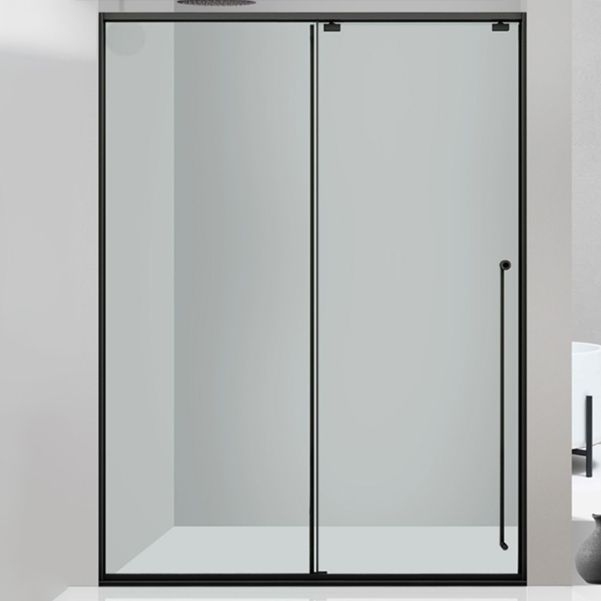 One-shaped Transparent Glass Shower Door, Semi-frameless Shower Single Sliding Door Clearhalo 'Bathroom Remodel & Bathroom Fixtures' 'Home Improvement' 'home_improvement' 'home_improvement_shower_tub_doors' 'Shower and Tub Doors' 'shower_tub_doors' 'Showers & Bathtubs' 1200x1200_d2530db8-52d3-4197-a101-f5c9bed7bc62