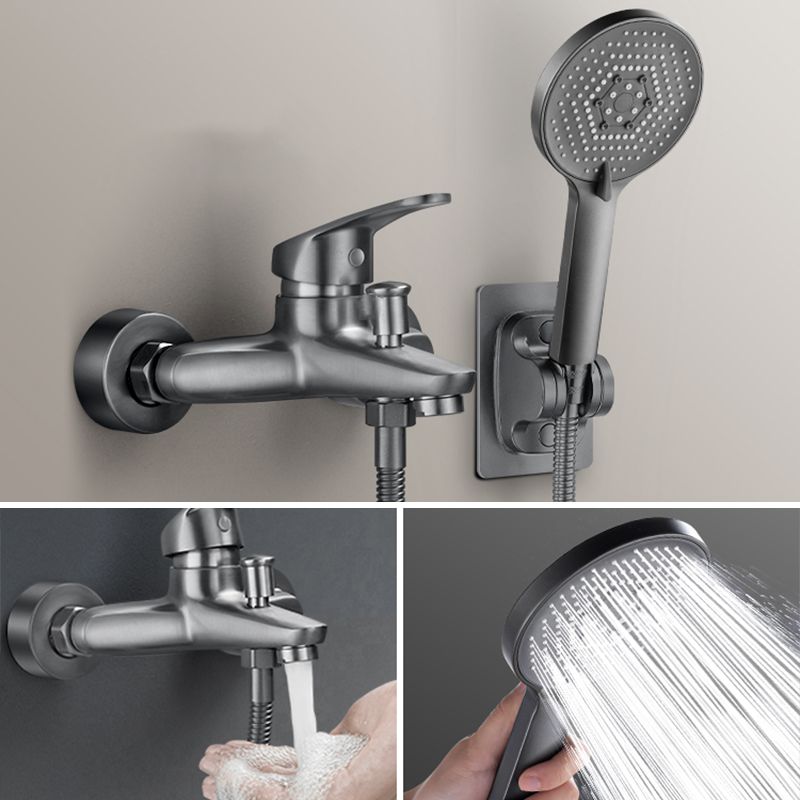 Fixed Tub Faucet Handshower Hose Lever Handle Wall Mount 2 Holes Tub Filler Clearhalo 'Bathroom Remodel & Bathroom Fixtures' 'Bathtub Faucets' 'bathtub_faucets' 'Home Improvement' 'home_improvement' 'home_improvement_bathtub_faucets' 1200x1200_d2570c5a-bee6-4377-87e9-5f225192296d