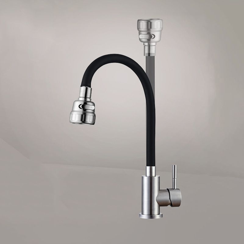 Modern 1-Handle 1-Hole Faucets 304 Stainless Steel Black and White Faucets Clearhalo 'Home Improvement' 'home_improvement' 'home_improvement_kitchen_faucets' 'Kitchen Faucets' 'Kitchen Remodel & Kitchen Fixtures' 'Kitchen Sinks & Faucet Components' 'kitchen_faucets' 1200x1200_d257fef4-feab-4b3a-864f-e8123ff121e1