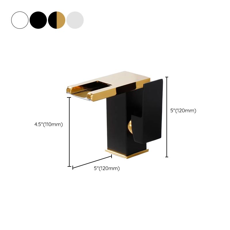 Contemporary Square Vessel Faucet Waterfall Spout with LED Three-Color Light Clearhalo 'Bathroom Remodel & Bathroom Fixtures' 'Bathroom Sink Faucets' 'Bathroom Sinks & Faucet Components' 'bathroom_sink_faucets' 'Home Improvement' 'home_improvement' 'home_improvement_bathroom_sink_faucets' 1200x1200_d264c010-4893-4994-9294-32fa443c25ee