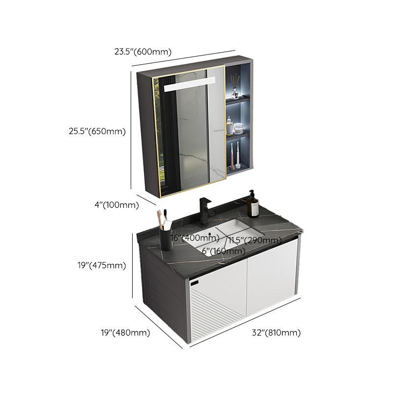 Modern Sink Vanity Set Wall Mounted Rectangular Sink Drawers Vanity Set Clearhalo 'Bathroom Remodel & Bathroom Fixtures' 'Bathroom Vanities' 'bathroom_vanities' 'Home Improvement' 'home_improvement' 'home_improvement_bathroom_vanities' 1200x1200_d28ed5f5-d64e-44a5-949e-aa803033065f