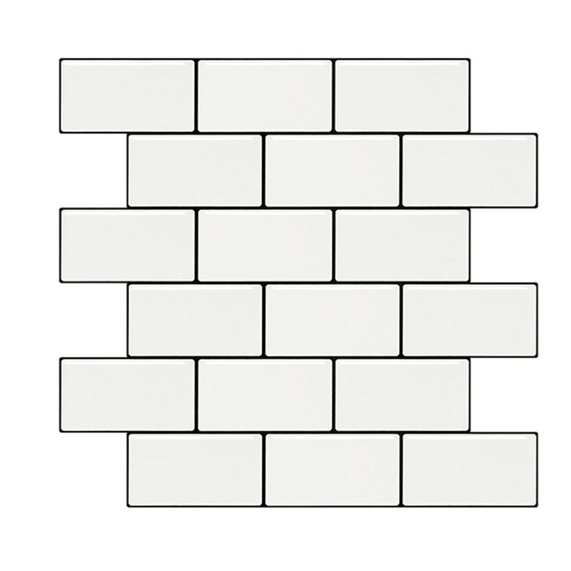 White Subway Tile Water-resistant PVC Peel & Stick Tile for Backsplash Wall Clearhalo 'Flooring 'Home Improvement' 'home_improvement' 'home_improvement_peel_stick_blacksplash' 'Peel & Stick Backsplash Tile' 'peel_stick_blacksplash' 'Walls & Ceilings' Walls and Ceiling' 1200x1200_d2a3572c-cc35-4113-b6ee-62960bc389a9