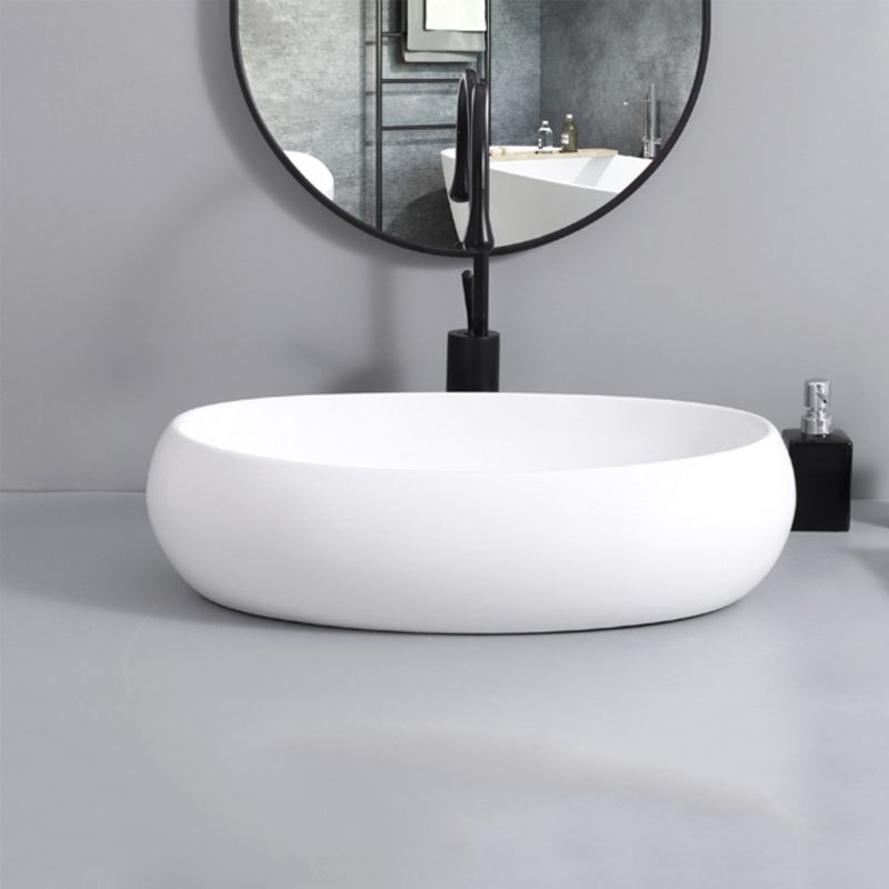 Contemporary Bathroom Sink with Single Faucet Hole Solid Color Oval-Shape Vessel Sink Clearhalo 'Bathroom Remodel & Bathroom Fixtures' 'Bathroom Sinks & Faucet Components' 'Bathroom Sinks' 'bathroom_sink' 'Home Improvement' 'home_improvement' 'home_improvement_bathroom_sink' 1200x1200_d2ae63ef-812f-49a4-b2d9-b9ca36224b49